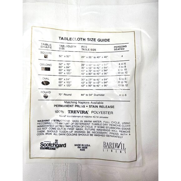 New Bardwil Linens Classic Stripe Tablecloth 60" X 84" Oblong Scotchgard White - Picture 5 of 8